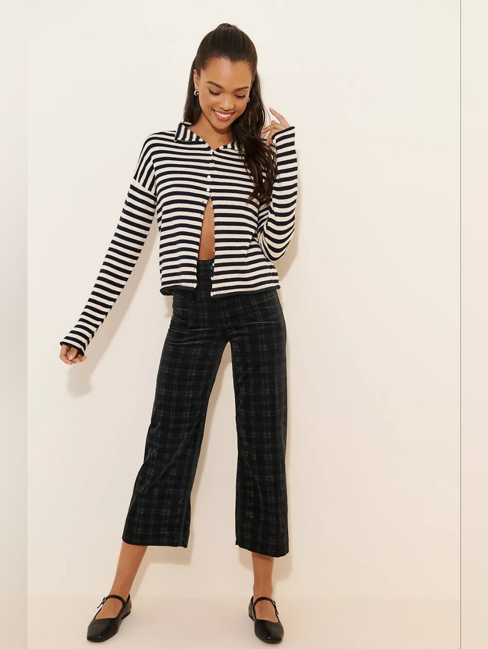 Maeve The Colette Cropped Wide-Leg Pants: Plaid Corduroy Edition 32